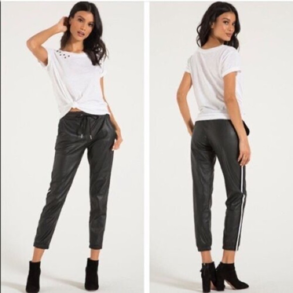 N:Philanthropy Faux Leather Black Joggers